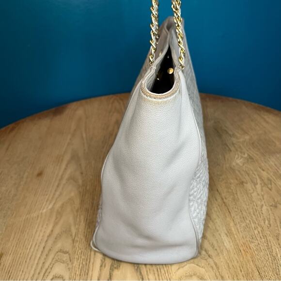 Tory Burch Embossed Leather Bryant East West Tote Gray Shoulder Bag Le Fleur - Picture 4 of 15